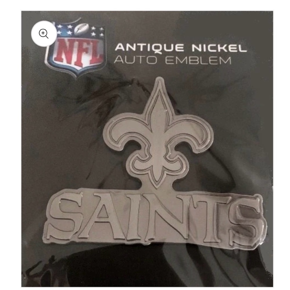 SAINTS NFL ANTIQUE NICKEL AUTO EMBLEM 3x3in NIP